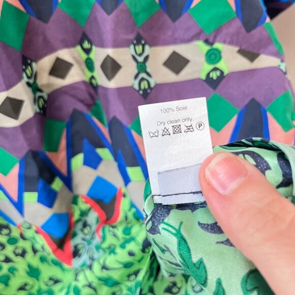 J. Crew Womens Multicolor Geometric Print 100% Silk Short‎ Sleeve Blouse Size 0 - Picture 5 of 5